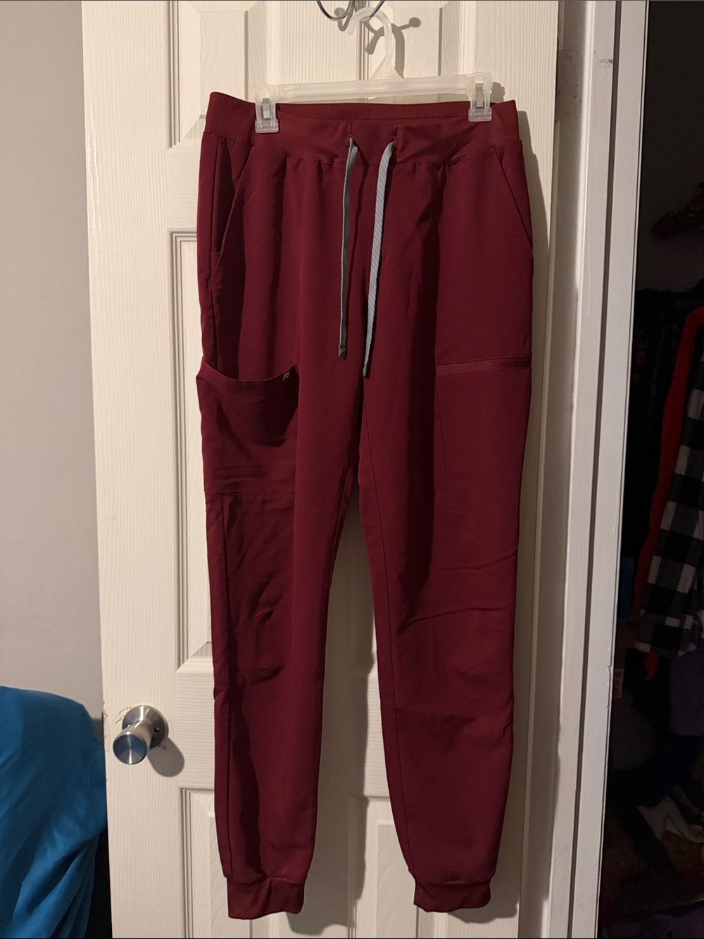 # 167 Fabletics Maroon Utility Scrub Pants with Drawstring Waist